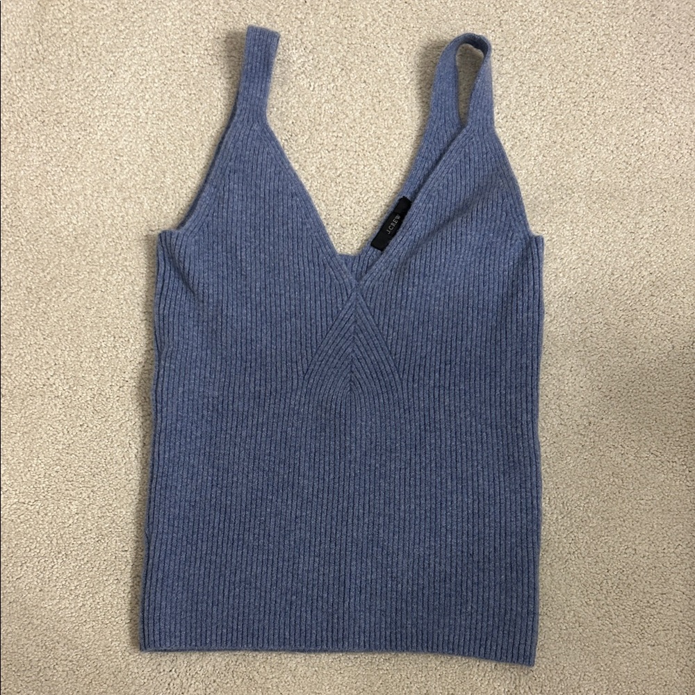 J. Crew Blue Ribbed Knit Tank Top cashmere